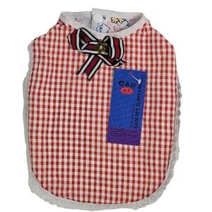 XXS Red Plaid - Button Shirt Style Dog Outfit - Adult XXSmall - Girth Size 8"